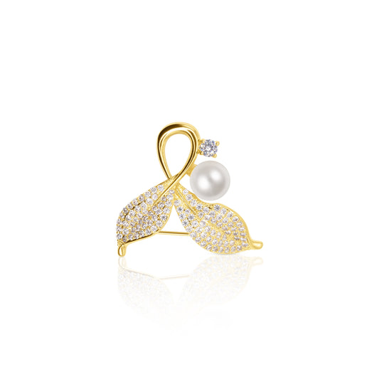Golden Grace Leaf Brooch