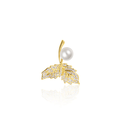 Crystal Vine Leaf Brooch