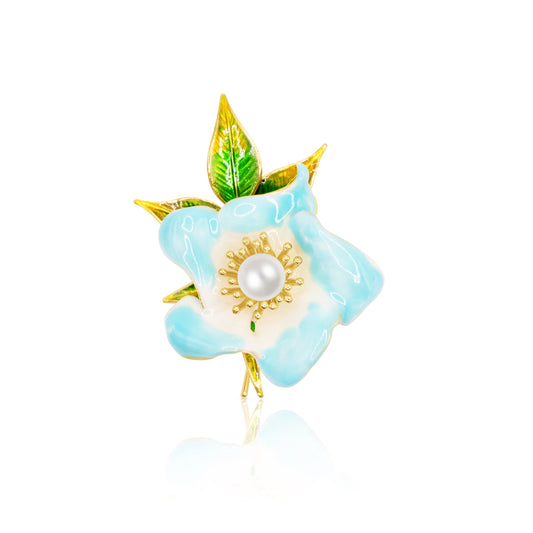 Azure Bloom Enamel Brooch