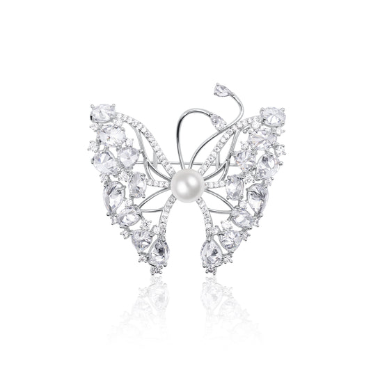 Pearl Whisper Butterfly Brooch