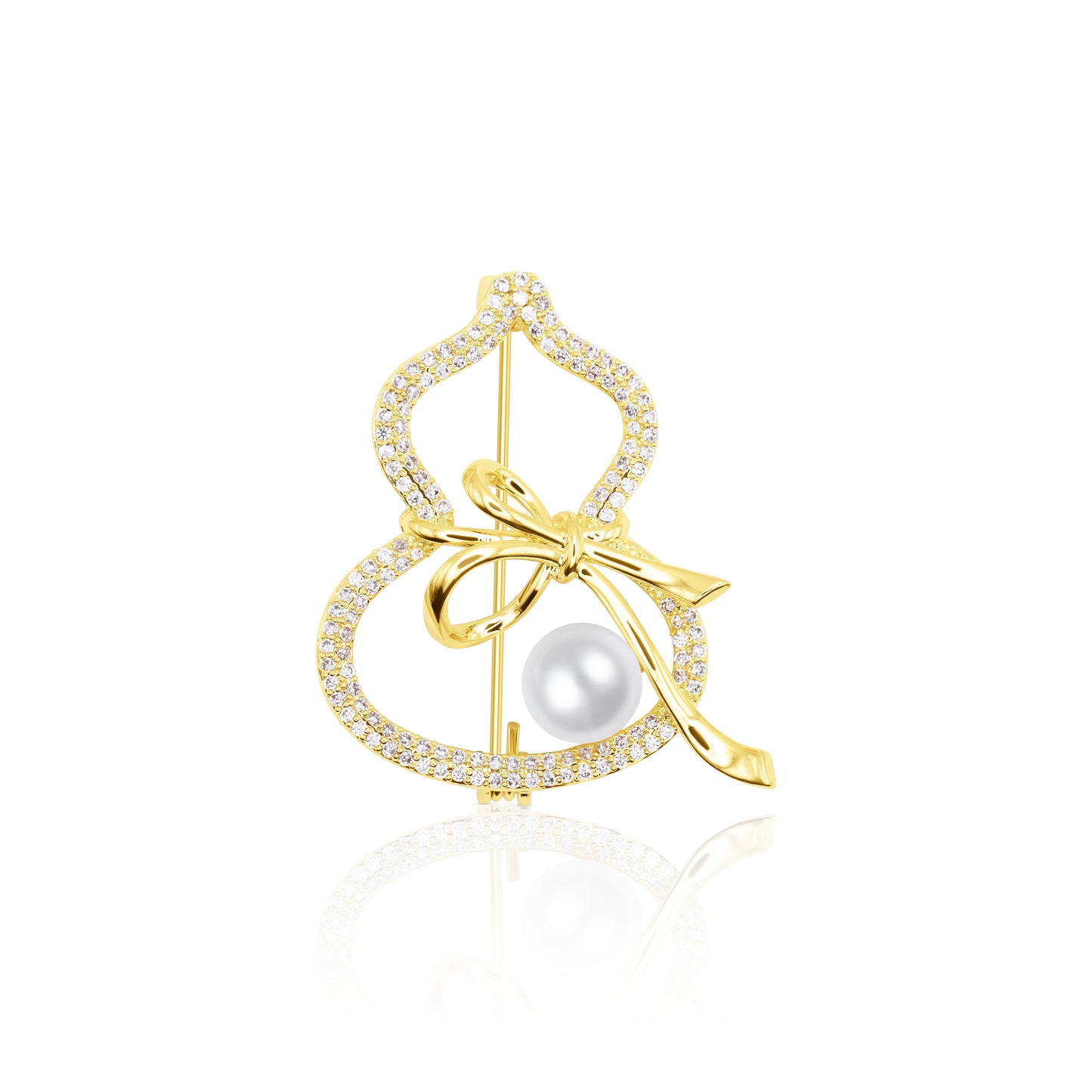 Frosted Ribbon Pearl Brooch