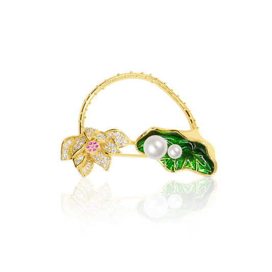 Lotus Pond Pearl Brooch