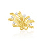 Elegant feather-shaped brooch with a cluster of white faux pearls on a gold-plated base, perfect for adding a touch of luxury to any outfit.