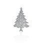 A silver-toned Christmas tree brooch adorned with sparkling crystals, featuring a delicate star at the top, perfect for festive accessorizing.
