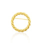 Gold-plated circular brooch with a twisted rope texture, offering a classic and timeless appeal, secured with a sturdy pin back.